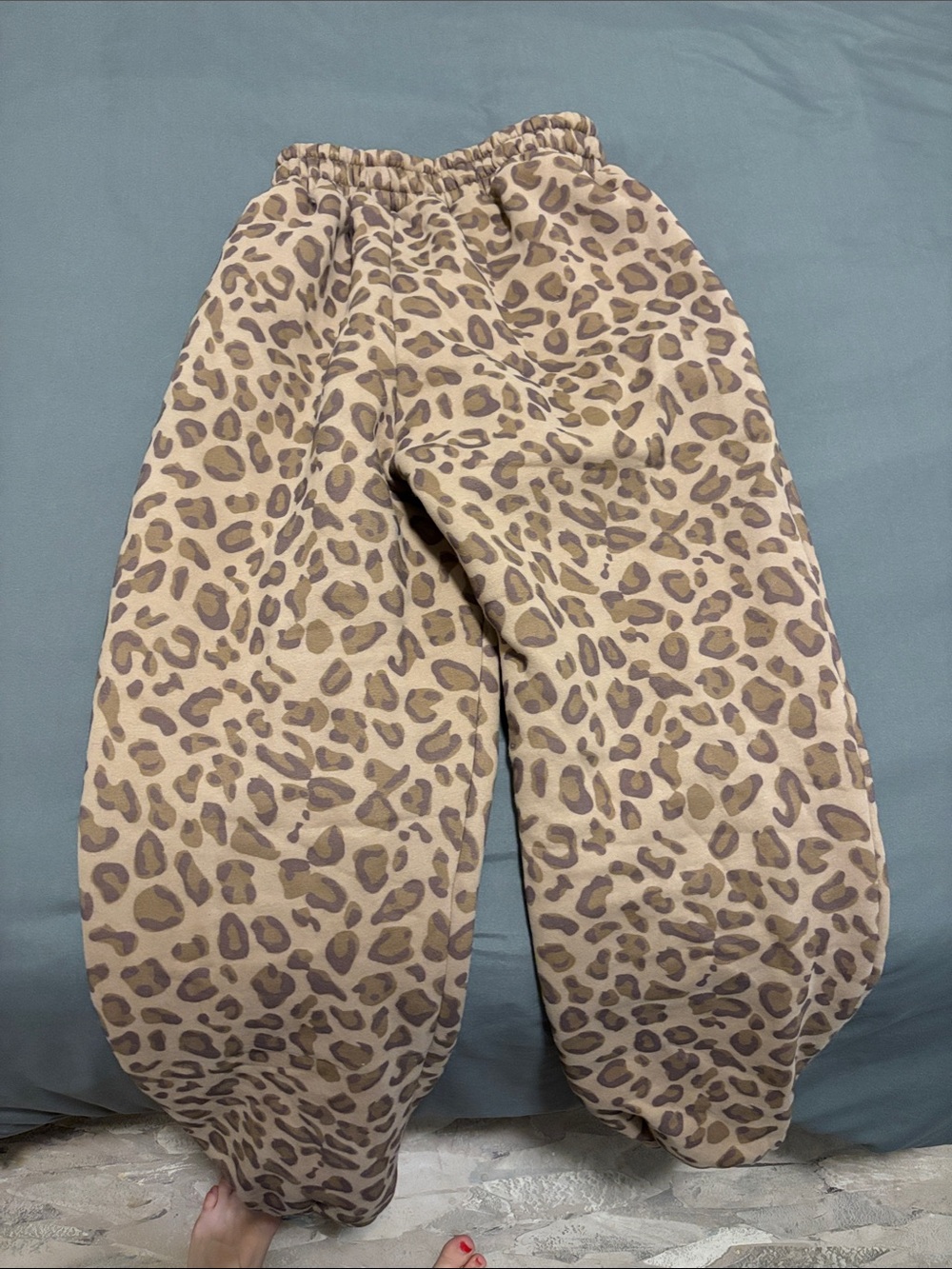 Leopard Print Jogger Pants - Beige Taupe